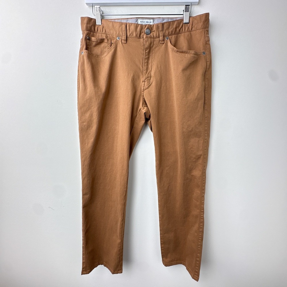 Peter Millar Pants Mens 32 Brown Ultimate Sateen 5 Pocket Chino Stretch Trouser